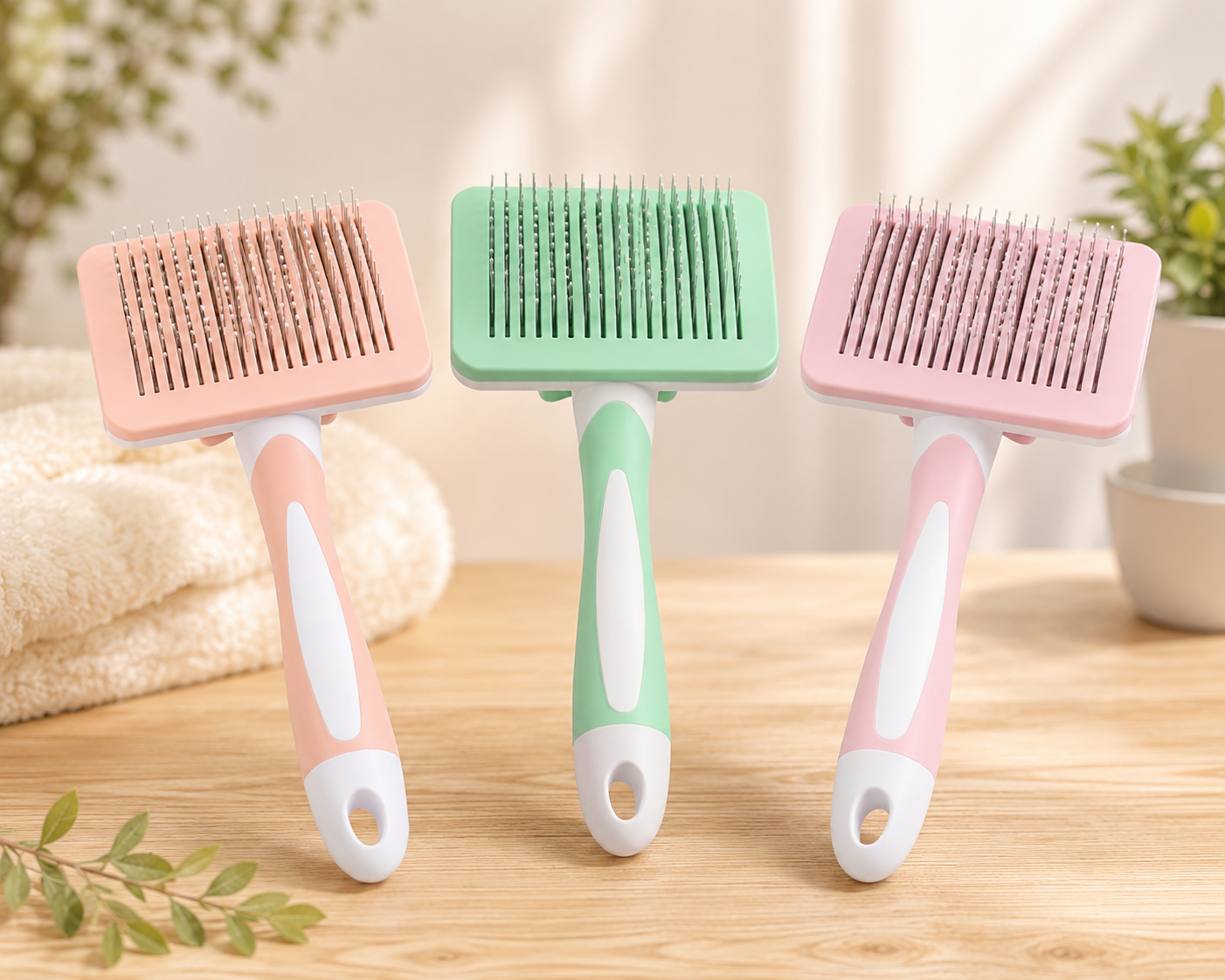 Brosse pour poils de chien et de chat – Outil d'élimination des poils morts – Peigne de massage sûr pour poils longs, mi-longs et courts