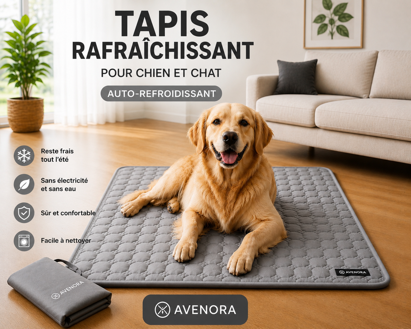 Tapis Rafraîchissant pour Chien et Chat Auto-refroidissant / AVENORA