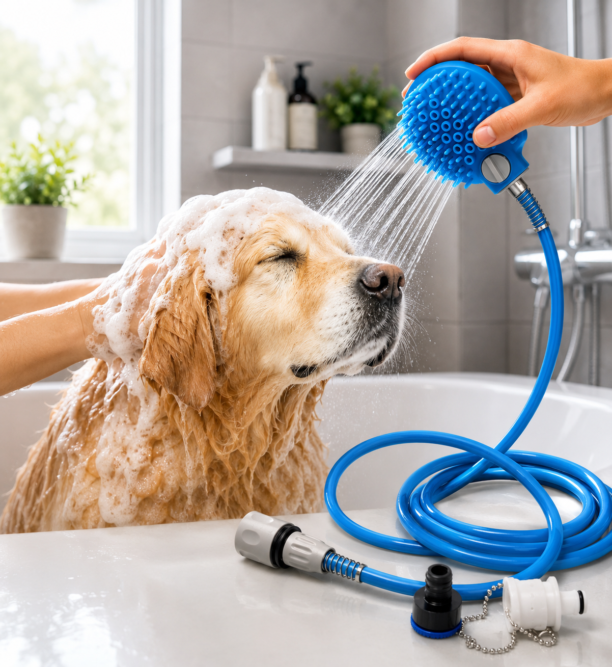 Accessoires de nettoyage pour animaux – Brosse de bain et douche d'extérieur pour chien