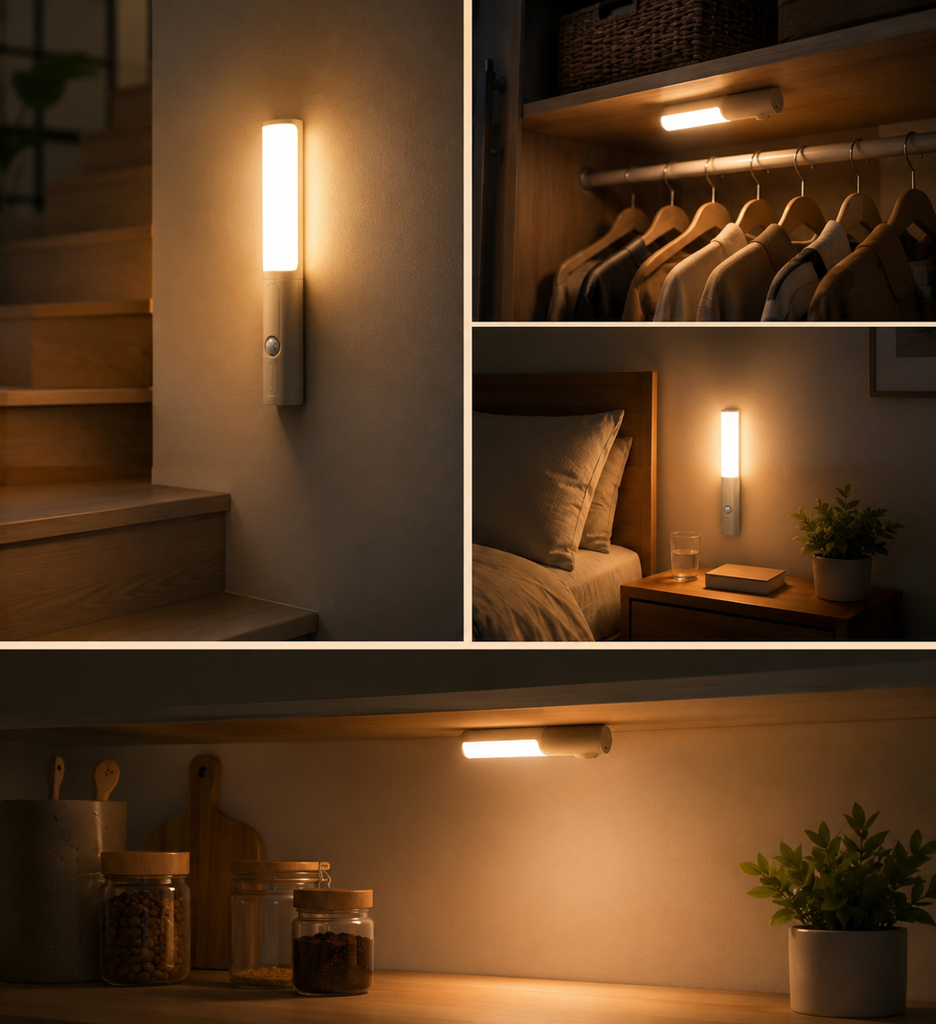 Veilleuse LED intelligente à détection de mouvement et de présence humaine – Style moderne pour chambre, cuisine, placard, penderie ou mu