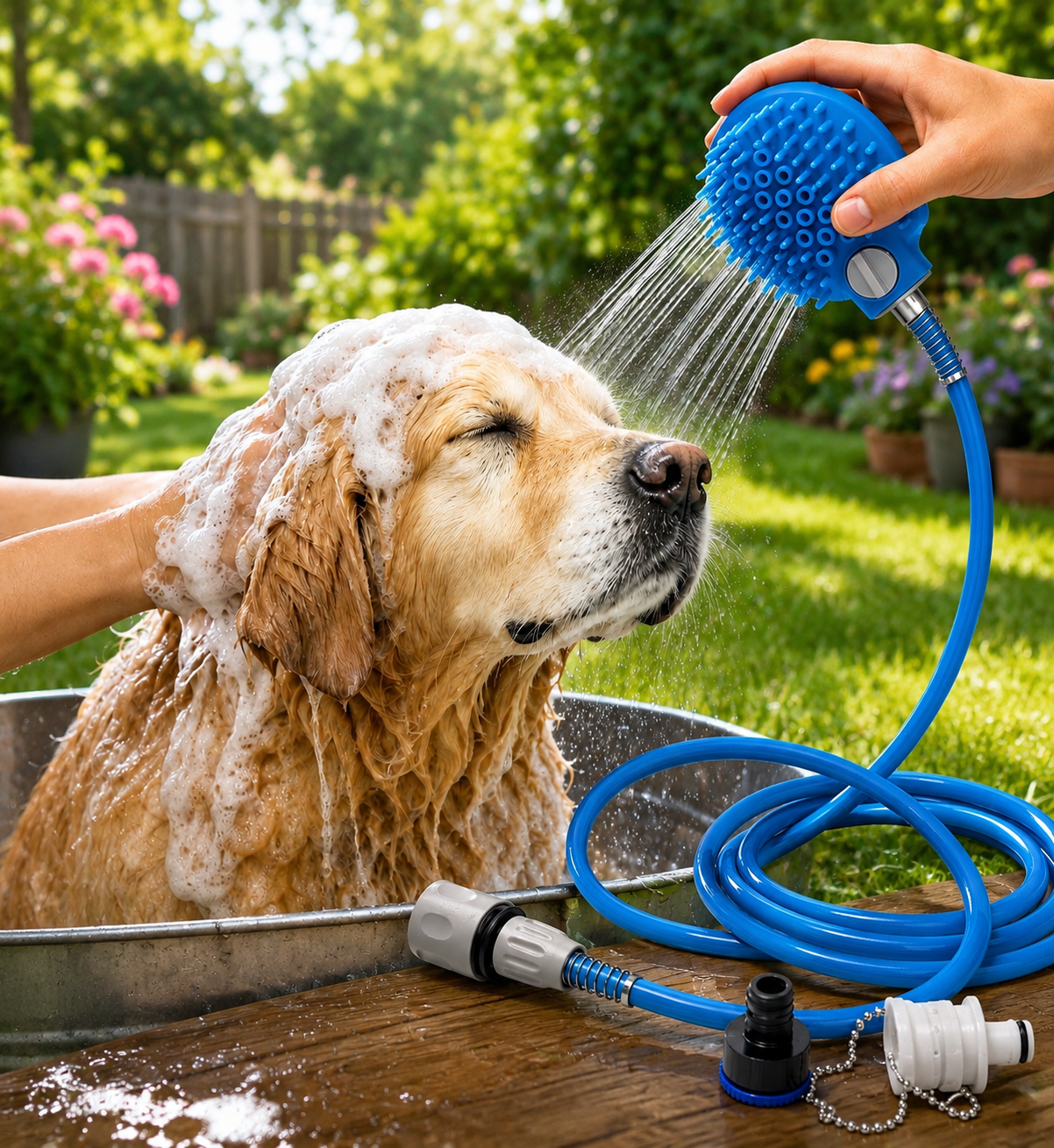 Accessoires de nettoyage pour animaux – Brosse de bain et douche d'extérieur pour chien