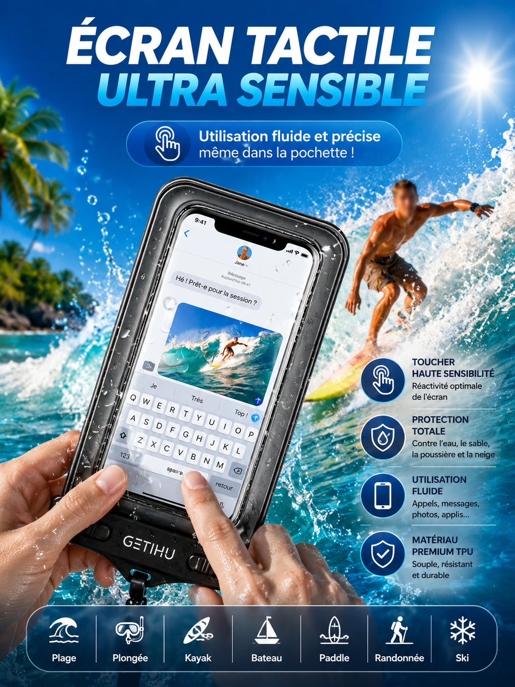 Étui étanche universel pour téléphone portable