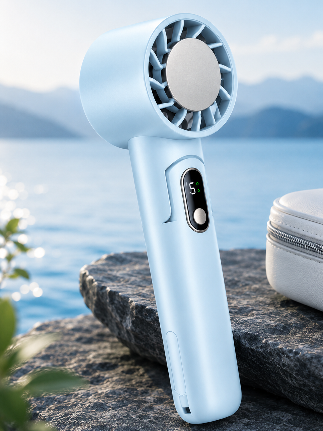 Ventilateur portatif pliable avec fonction de refroidissement pour l'extérieur