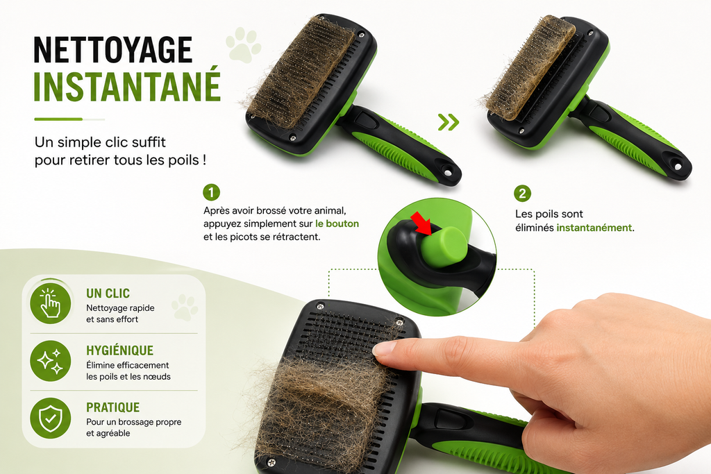 Brosse autonettoyante pour animaux
