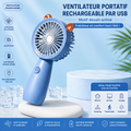 Ventilateur portatif rechargeable par USB avec support (motif dessin animé)