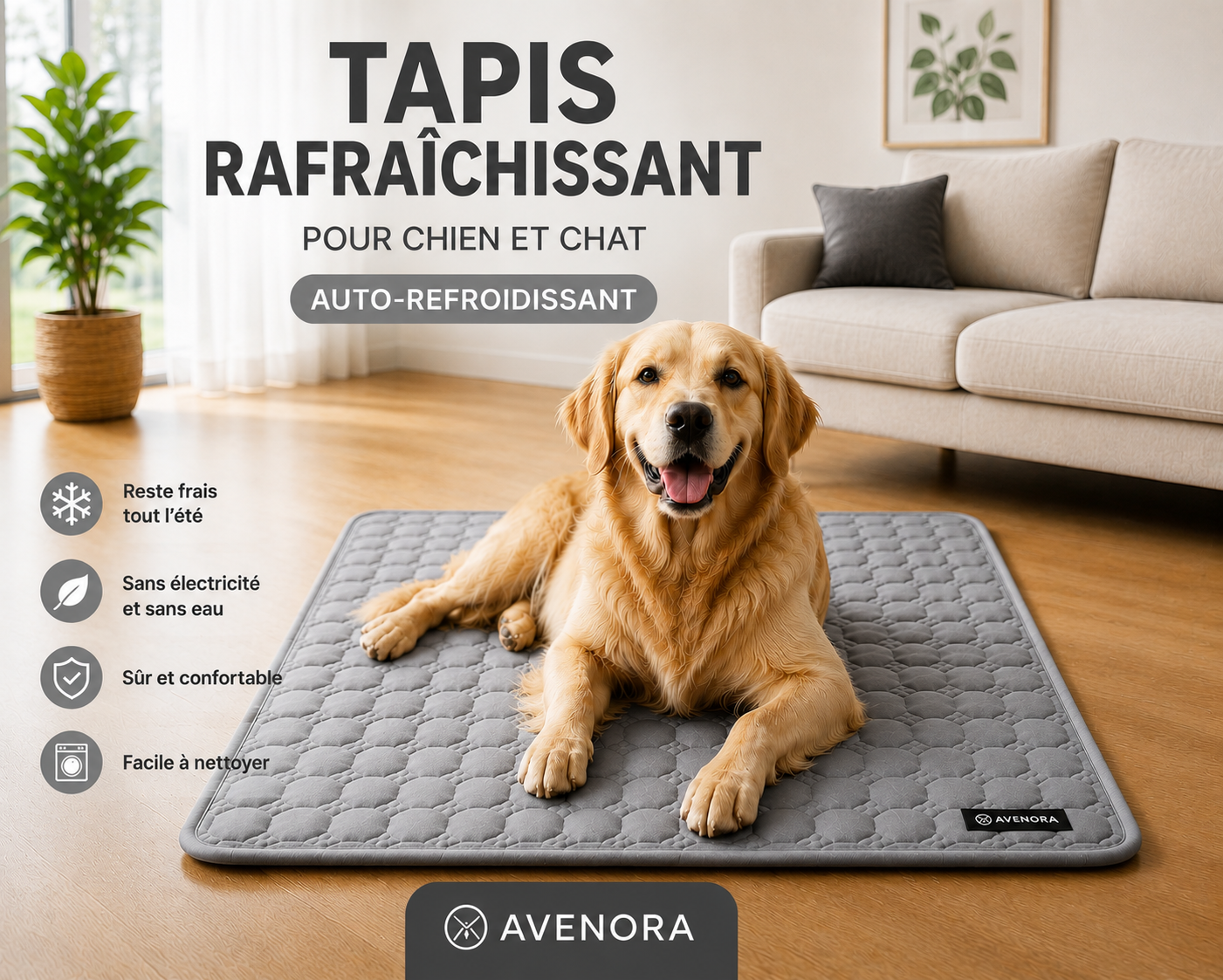 Tapis Rafraîchissant pour Chien et Chat Auto-refroidissant / AVENORA