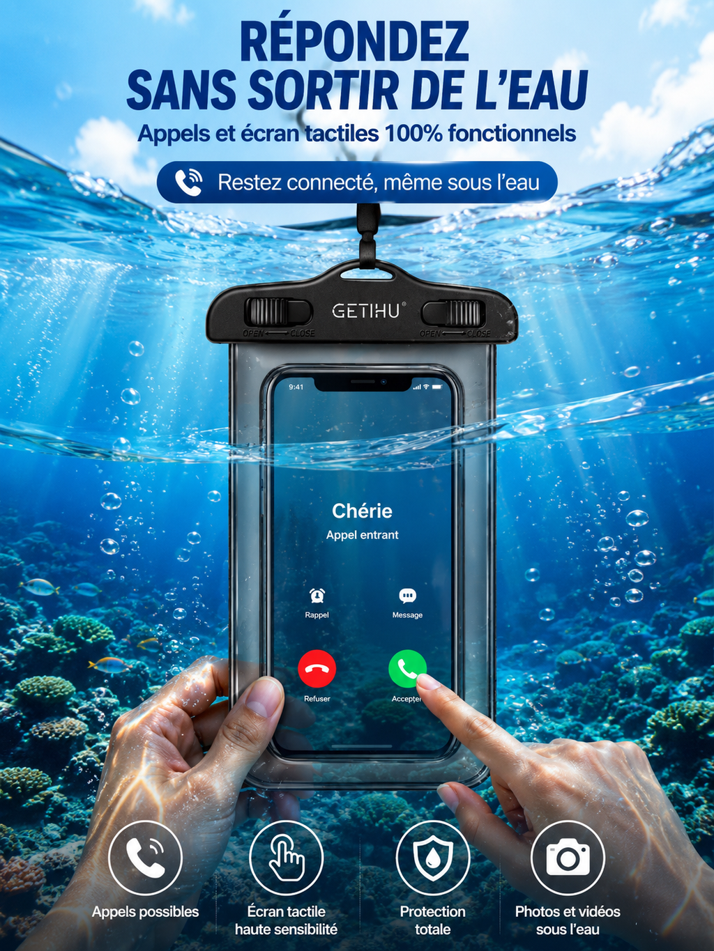 Étui étanche universel pour téléphone portable