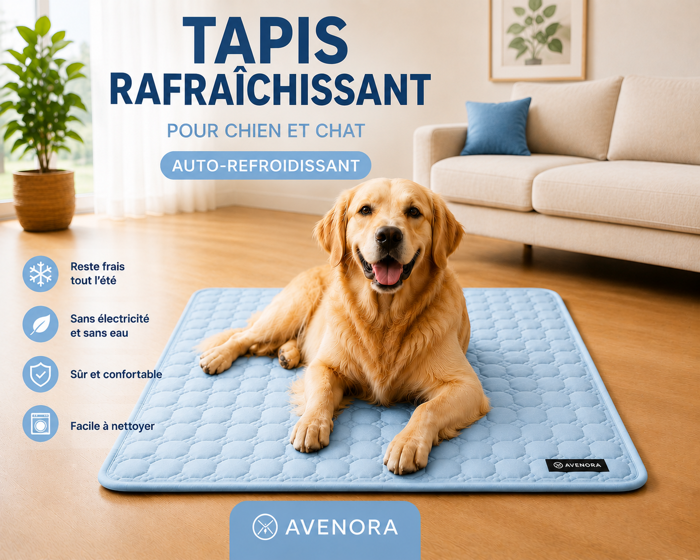 Tapis Rafraîchissant pour Chien et Chat Auto-refroidissant / AVENORA